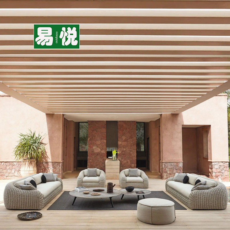 Sofá al aire libre combinación villa patio hotel residencial centro comercial sofá al aire libre club de alta gama sofá de caña casual