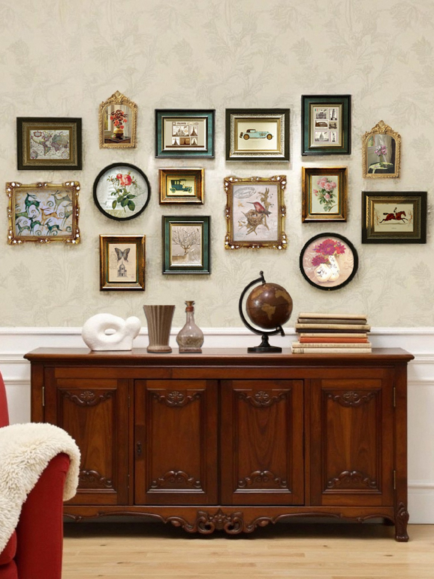 ✅感实木照片墙装饰客厅相框墙免打孔欧美式楼梯挂墙组合画设