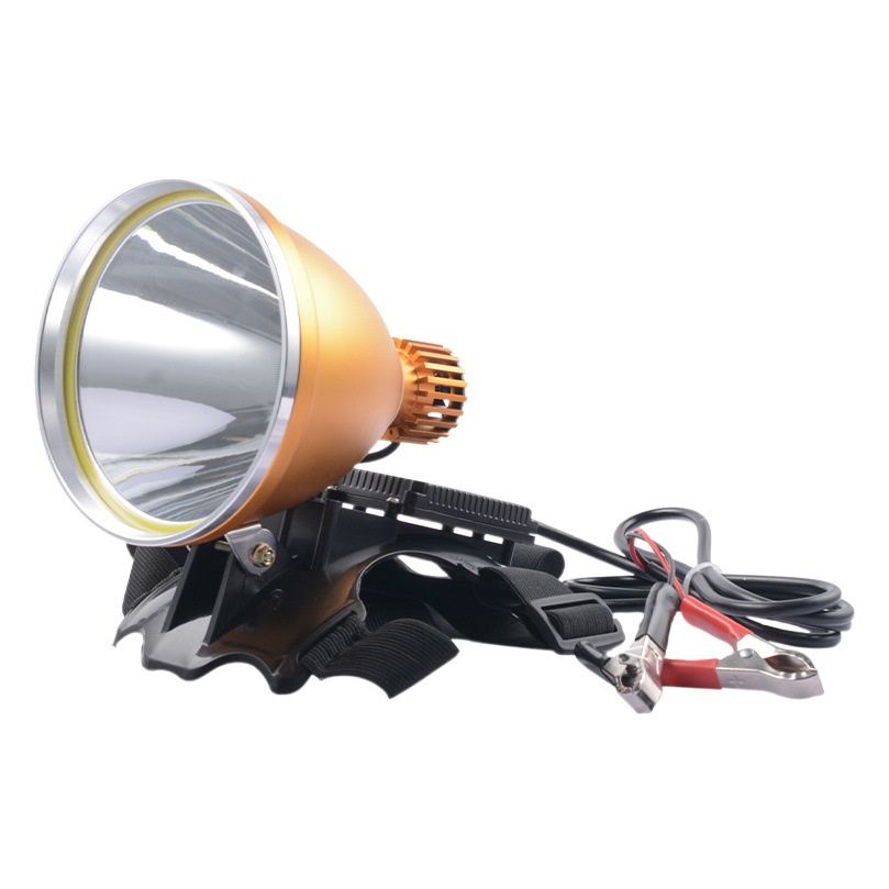 12V faro montado en la cabeza 16-Core luz fuerte súper brillante Lámpara de pesca de punto grande de largo alcance LED lámpara de minero de batería externa