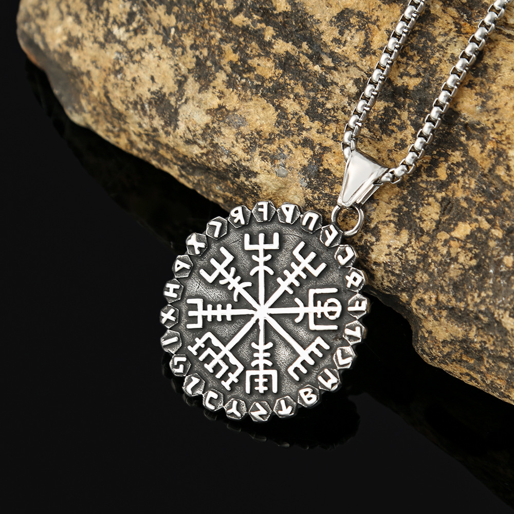 Nordic Viking-Inspired Compass Necklace Image 3
