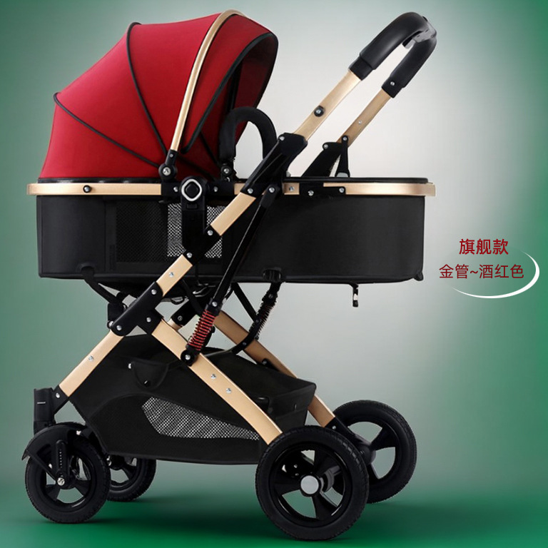 El cochecito de bebé de alto paisaje se puede sentar y acostarse, ligero y plegable, amortiguador bidireccional, cochecito de bebé para niños recién nacidos al por mayor