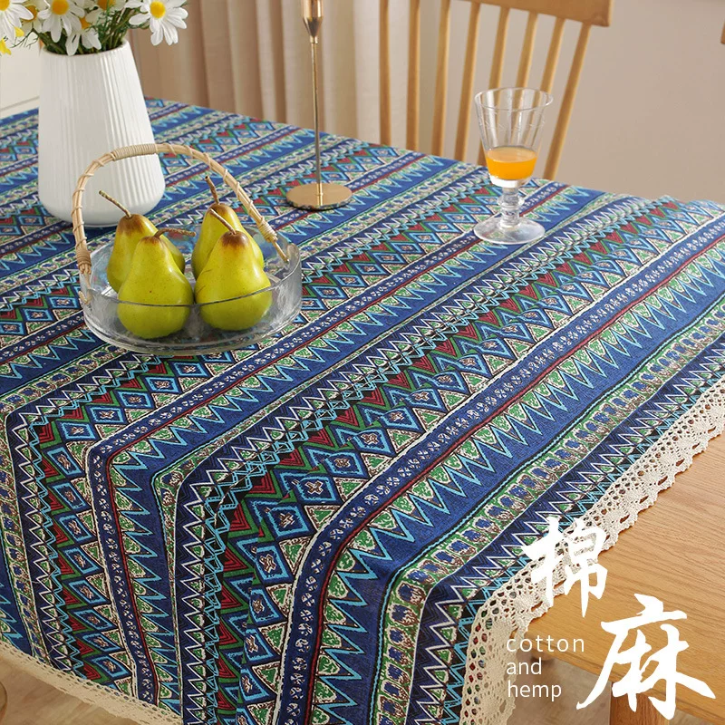 Ethnic retro rectangular festive cloth, boho style, cotton and linen, ethnic style