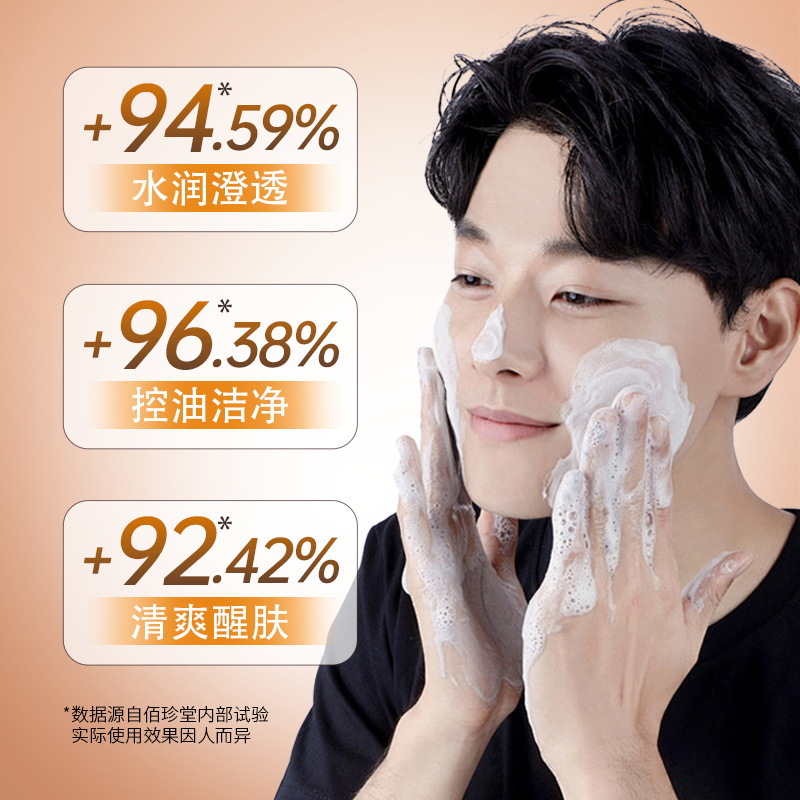 Limpiador limpiador limpiador de control de aceite para hombres de cafeína Baizhentang Limpiador facial hidratante y no apretado al por mayor