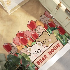 Tulip Flower Entrance Doormat with Loop Pile, Durable & Non-Slip Door Mat—Customizable PVC Entryway Foot Mat