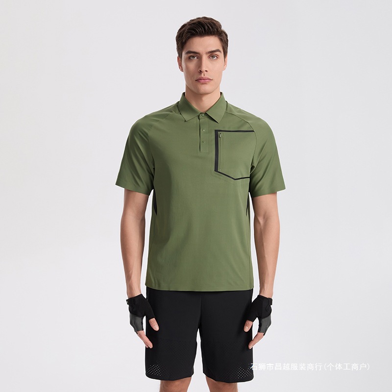 Big Brand Flat for Business POLO Shirt Golf Men's High-Level Quick-Dry Casual Collar Pocket Design Top