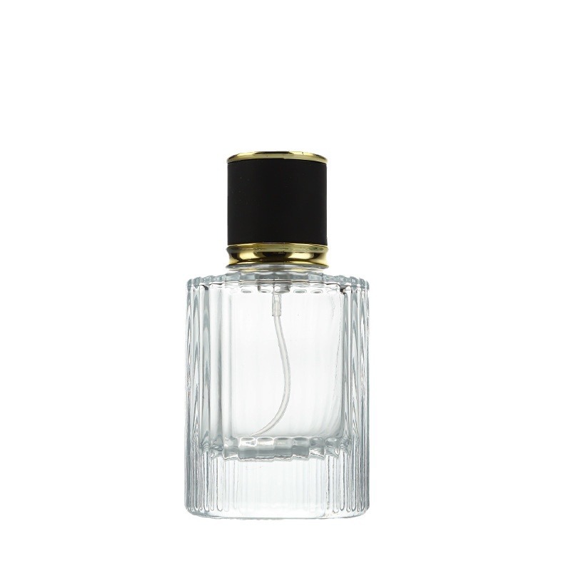 En stock boca de tornillo botella de perfume a rayas de alto grado 30ml50ml barra vertical prensa cilíndrica spray sub-botella de incienso sin fuego