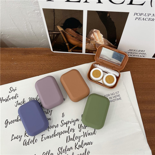 Morandi color frosted contact lens box ins style simple and cute girl contact lens storage box companion box