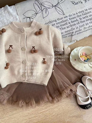 韓版童裝女童毛衣開衫2023秋季新款保暖寬鬆兒童針織衫0138A069