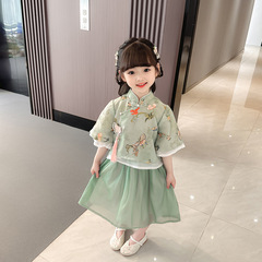 Ladies' Children's Summer New Tang Suit Summer Clothing Chinese Style Performance Wear for Girls Baby 2024 Trendy Children's Clothing