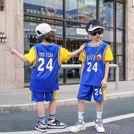 儿童篮球服套装男童比赛队服六一幼儿表演出服女孩假两件短袖球衣