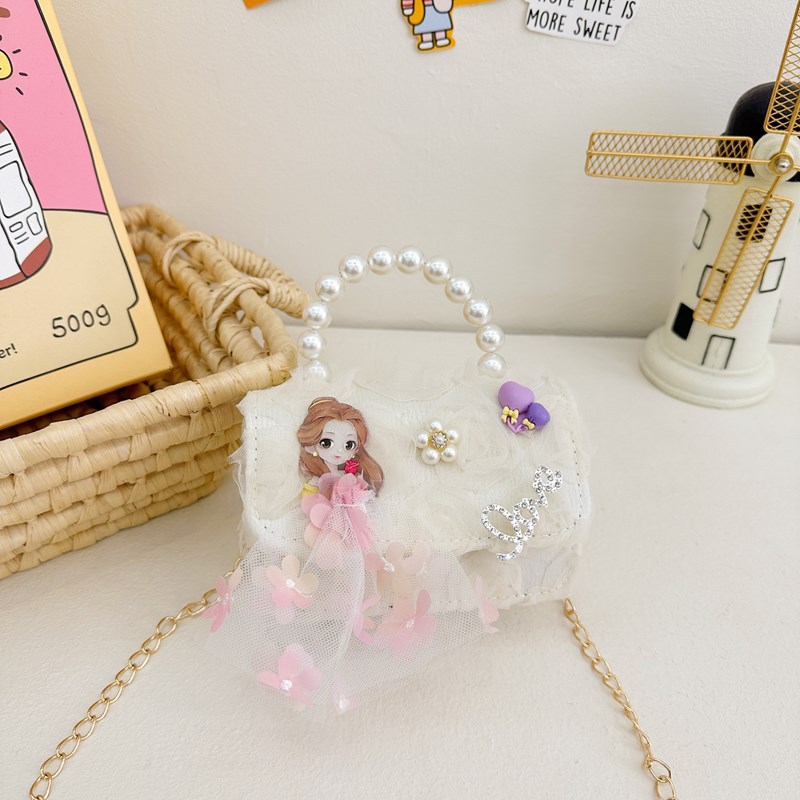 Bolsos infantiles de moda extranjera arco de perla bolsos de mano princesa bolsos de hombro cadenas de moda