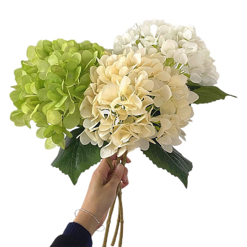 Alta calidad Hortensia sentir pegamento flor artificial sala de estar comedor decoración de escritorio decoración transfronteriza Venta caliente