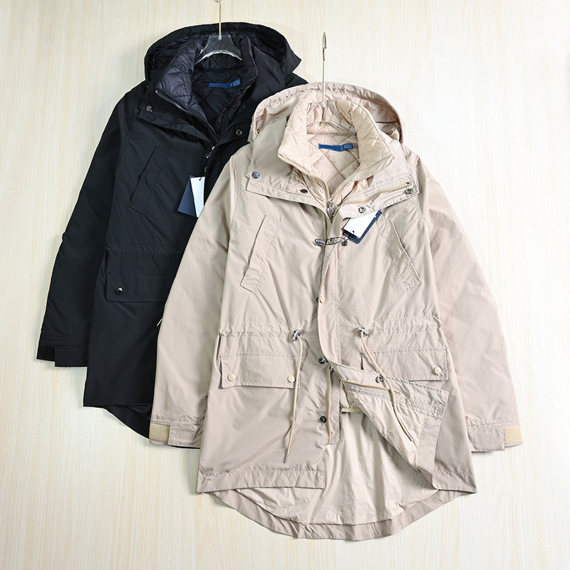 Siqi Women's Clothing 10/31 American Single Two-Wear Removable Liner Hooded Slim Drawstring Slim Windbreaker Jacket