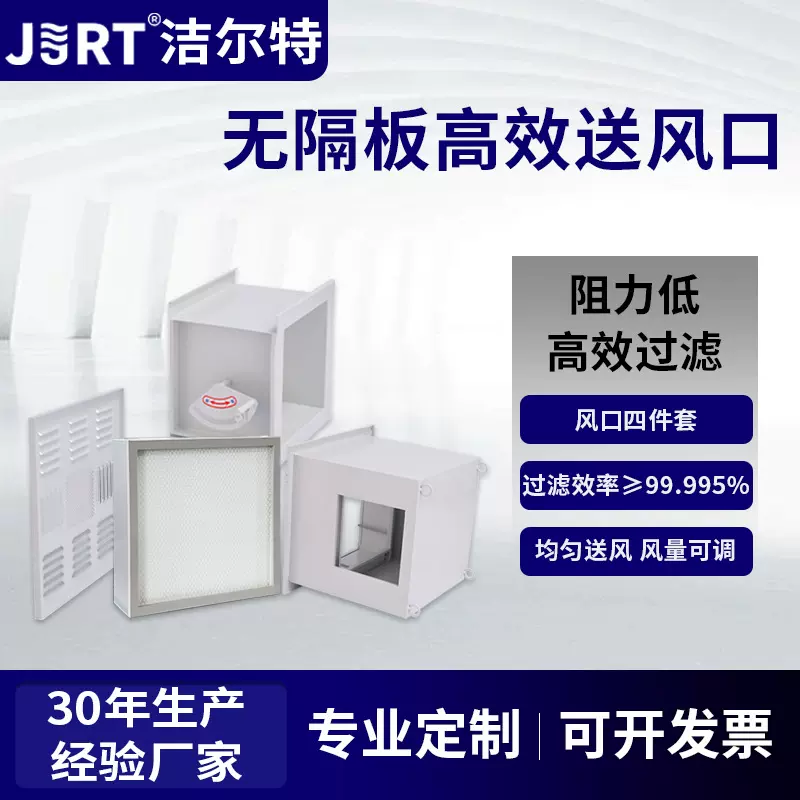 空气净化设备阻力低高效过滤加厚板材侧送无隔板高效送风口四件套