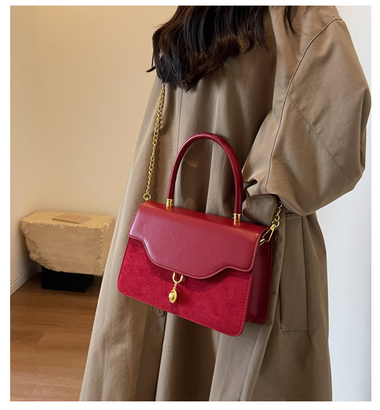 Borsa a tracolla in velluto rosso retro piccola borsa a mano sposa_voghion.com