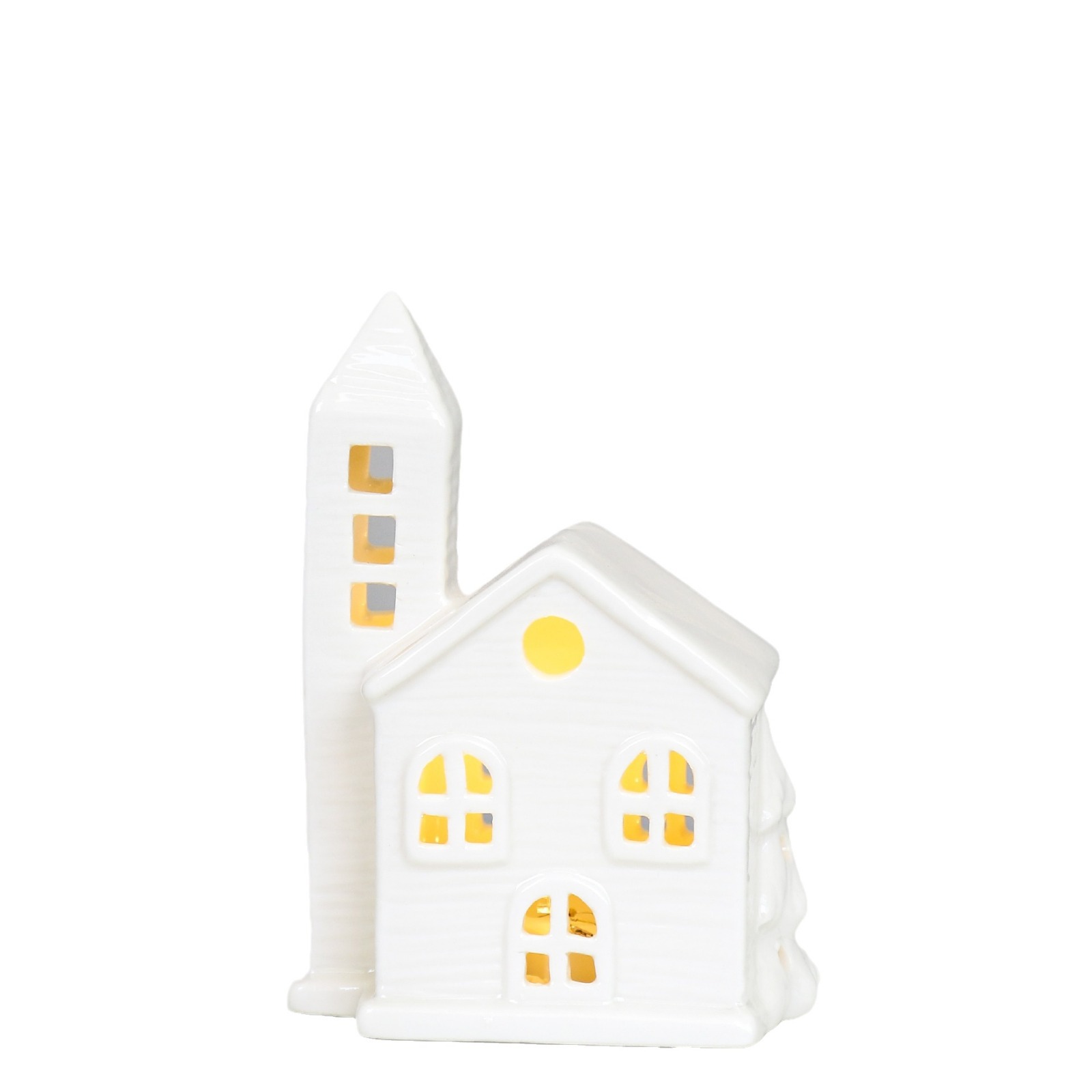 Nórdico cerámica candelabro pequeña casa LED noche luz linterna Navidad decoración artesanía Comercio exterior al por mayor