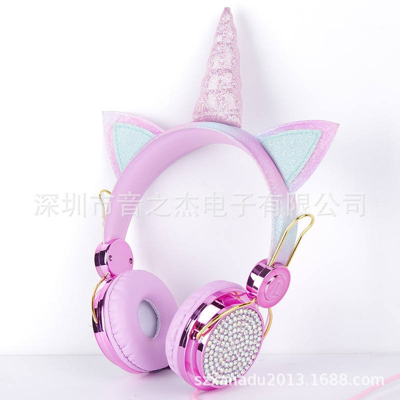 Headset children's Wired Wireless Bluetooth headset for mobile phone computer tablet subwoofer unicorn cartoon headset
