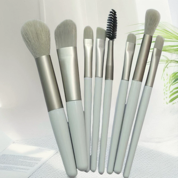 Handheld cosmetic brush, small soft set, face blush, storage system, 8 pieces