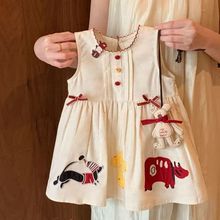 女童连衣裙2025夏季新款复古甜美百搭公主裙时尚中童裙子小女孩潮