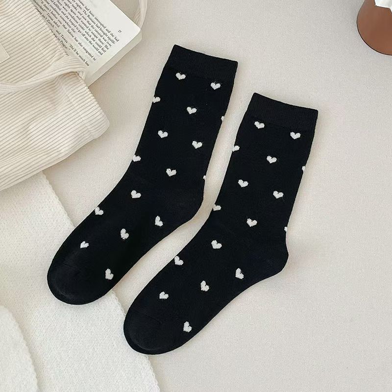 2025 nuevos calcetines de primavera y otoño retro punto de onda pequeño amor de color sólido calcetines simples versátiles calcetines de mujer image 6