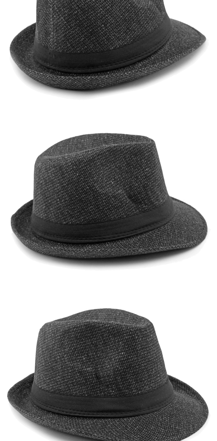 Men's Retro Solid Color Big Eaves Fedora Hat display picture 2