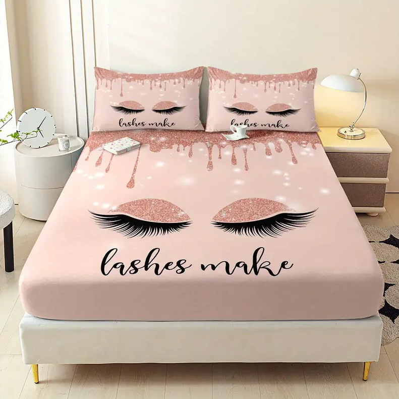 TEMU / JIT pro-skin molar cama Kasha pillow cover set eyelashes digital printing ropa de cama para dibujar