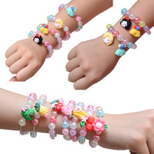 儿童珍珠手链女童公主串珠小女孩可爱卡通水果手镯配饰拼宝宝玩具