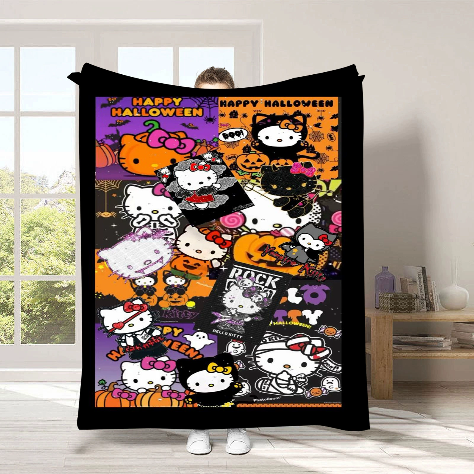 Hello kitty, детское одеяло для сна, диван для сна, хэллоуин, увеличенная толщина, (跨境贸易)