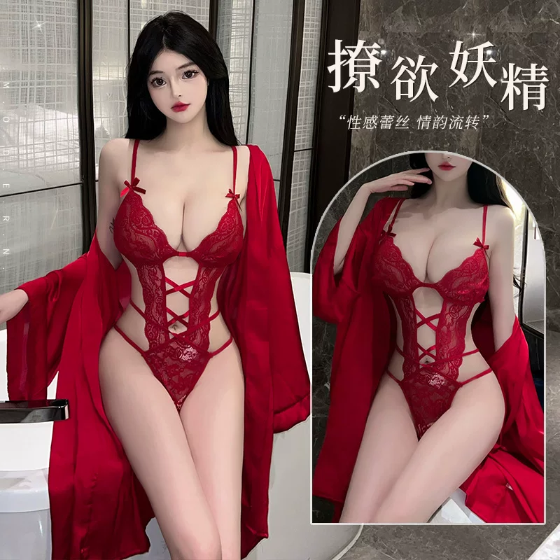 Underwear, lace bodysuit, uniform, bathrobe, set
