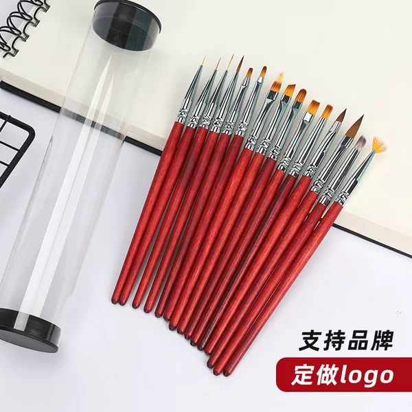 Redwood Rod Nail Art Carving Pen Gradient Dye Pen Brush Tool Set Line Pen Round Head Phototherapy Pen Manufacturers