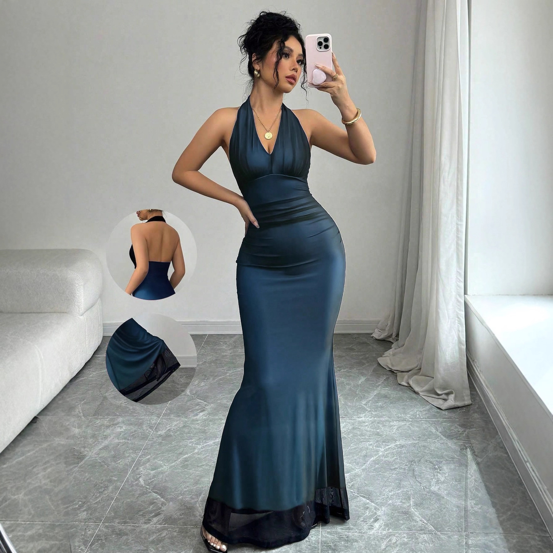 Cross-Border European And American Foreign Trade 2025 Summer New Women's Sexy Halter Mesh Pure Desire Sleeveless_ecoleips.com