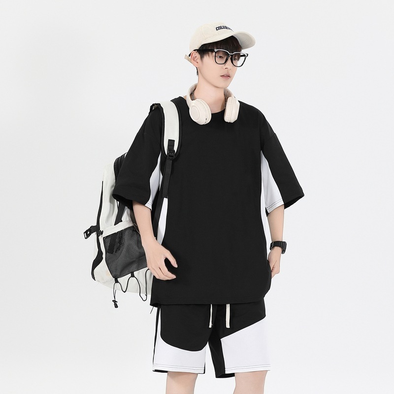 Verano camiseta de hombre de manga corta hombre juego de lujo ligero de lujo alto juego de dos piezas estilo exterior