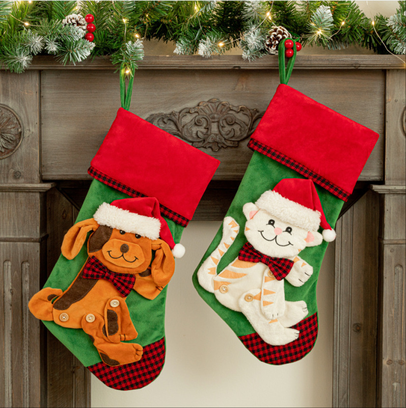 国境を越えたクリスマス猫靴下装飾品クリスマスツリー掛け大サイズクリスマス靴下平安夜ペットクリスマス靴下|undefined