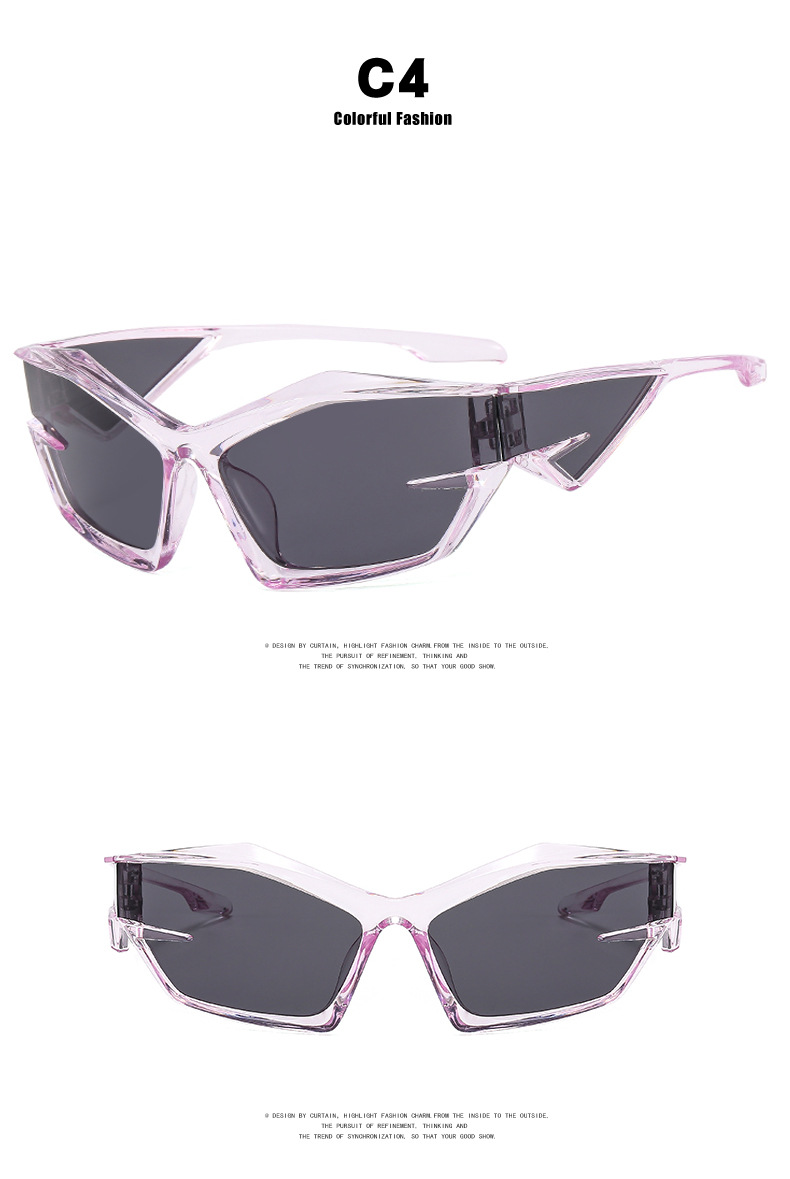 Punk Geometric Ac UV400 Protection Special-Shaped Mirror Full Frame Men's P90 sunglasses display picture 3