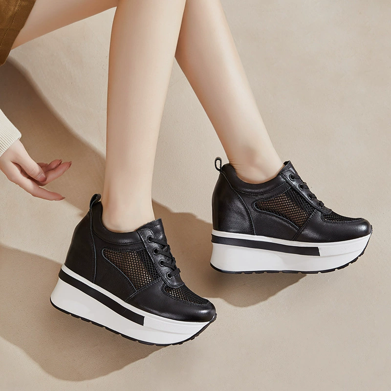 Summer leather white shoes for students, cowhide