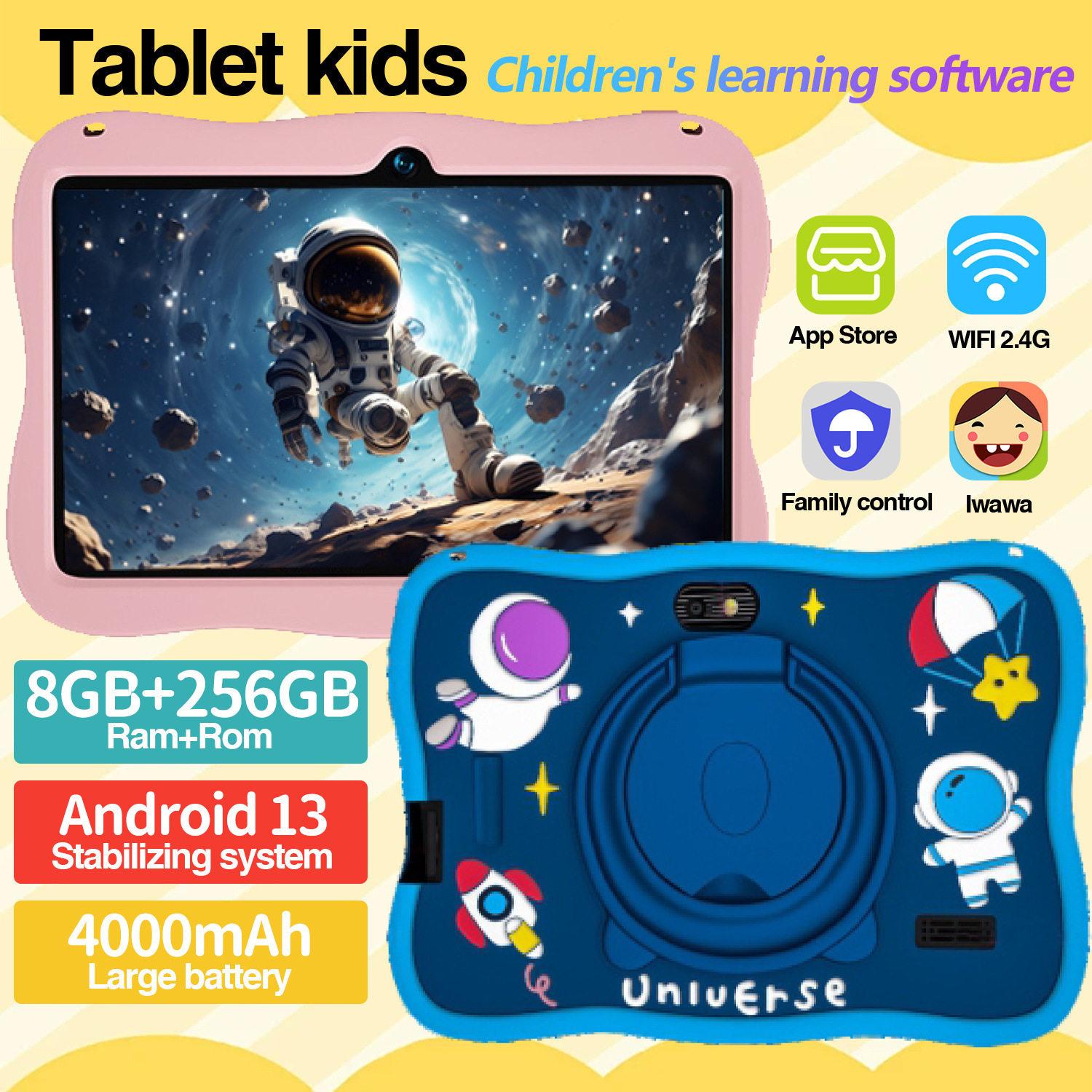 Foreign Trade Astronaut 7inch Children's Tablet 4+64 Shockproof Android Wifi Version Cross-Border In-Stock Dropshipping