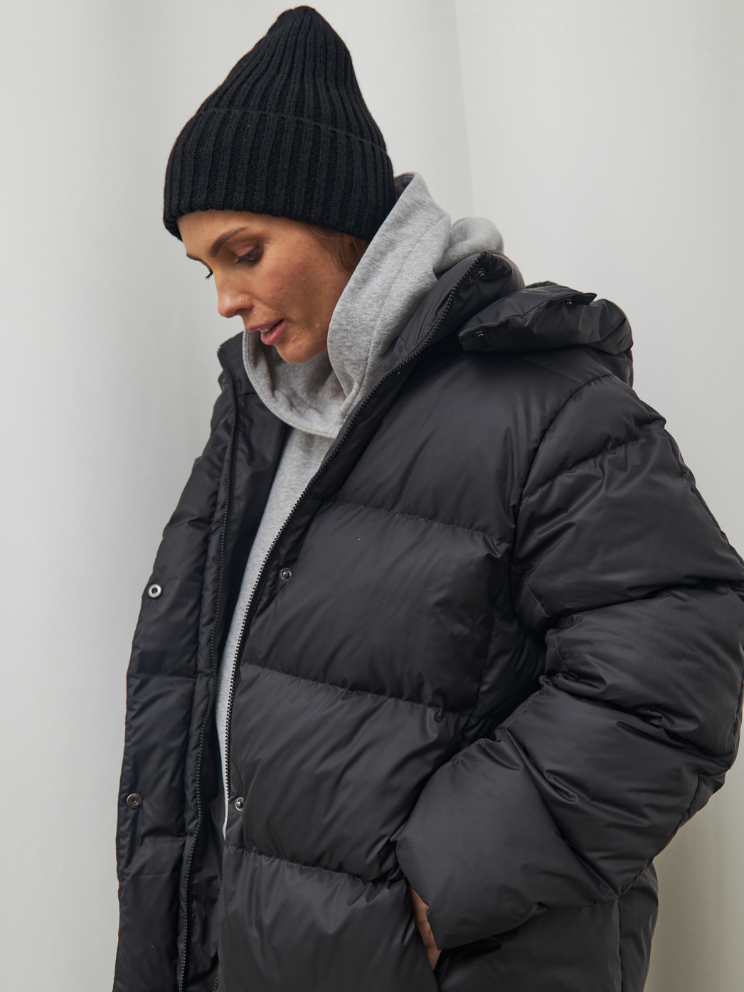 Dames lange donsjas met capuchon warme winterjas_voghion.com