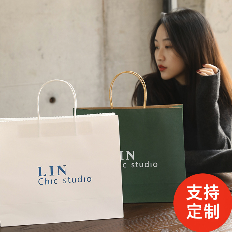 现货手提牛皮纸袋服装店袋子包装袋外卖打包购物袋礼品袋印logo