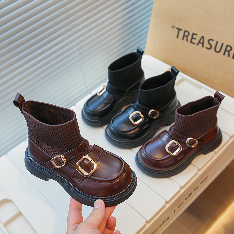 Kinder Stiefel 2023 Herbst Neue Mädchen Kurze Stiefel Koreanische Version Mode kinder Ma Socken Stiefel Mädchen_voghion.com