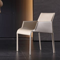 马鞍皮餐椅家用现代简约北欧轻奢餐椅意式极简设计师椅子书桌椅