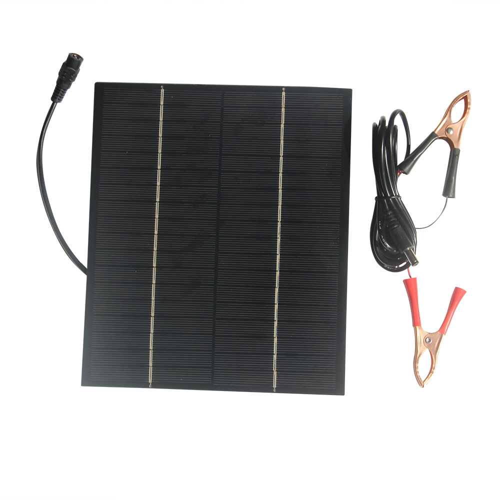 6W 18V太阳能电池板 太阳能充电板 充12V-18V 电池 带电瓶夹子
