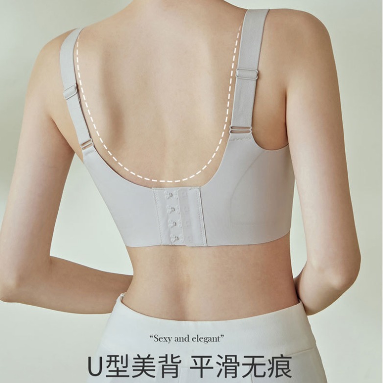 Gran tamaño de ropa interior de elevación para damas gran pecho pequeño sin marca sin anillo de acero sujetador cerrado anti-caída soporte delgado sujetador