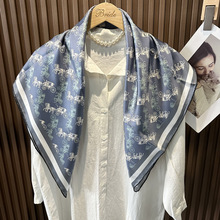 时尚老爷车90真丝大方巾夏季高端斜纹围巾外出防晒披肩多功能丝巾