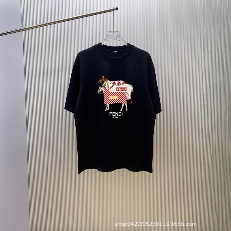 2026 Summer New Style F@En Cartoon Pattern Printed Short-Sleeved T-Shirt, Same Style for Men and Women, One Piece Wholesale Delivery