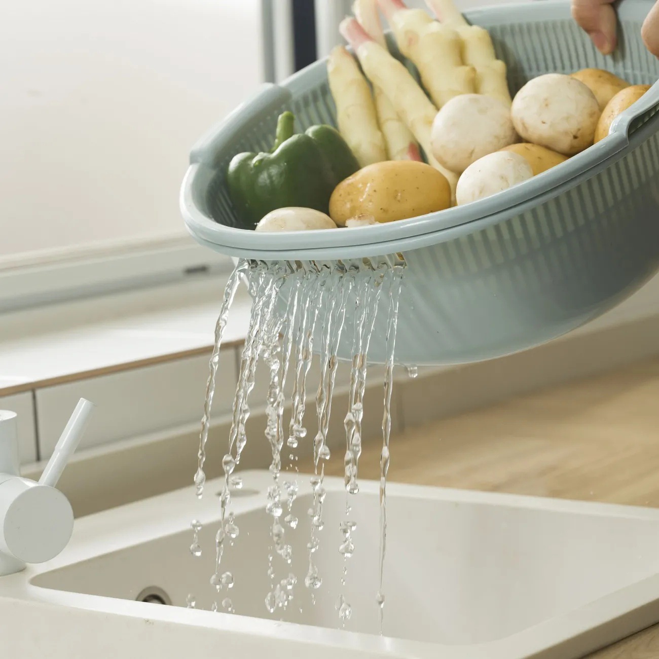 Cesta de drenaje multifuncional de doble capa nueva cuenca de drenaje cuenca de verduras doméstica cuenca de drenaje cocina de drenaje frutas