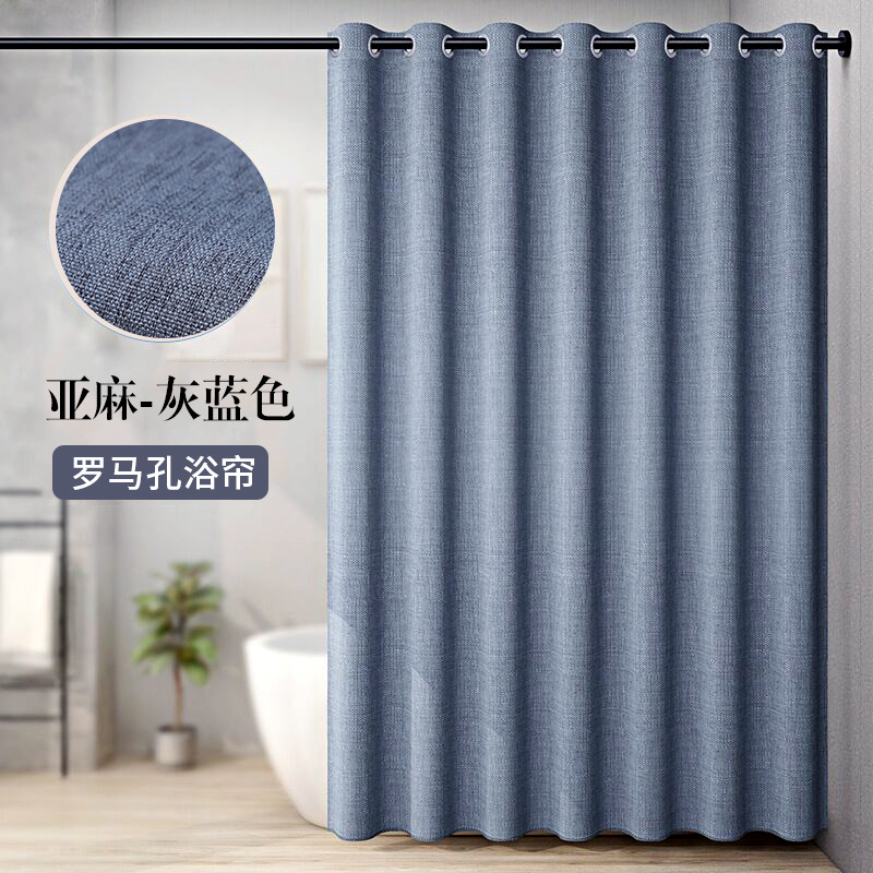 Agujero romano Cortina de ducha de lino creativo de impresión digital Cortina de ducha baño magnético Lino engrosada tienda de ducha al por mayor