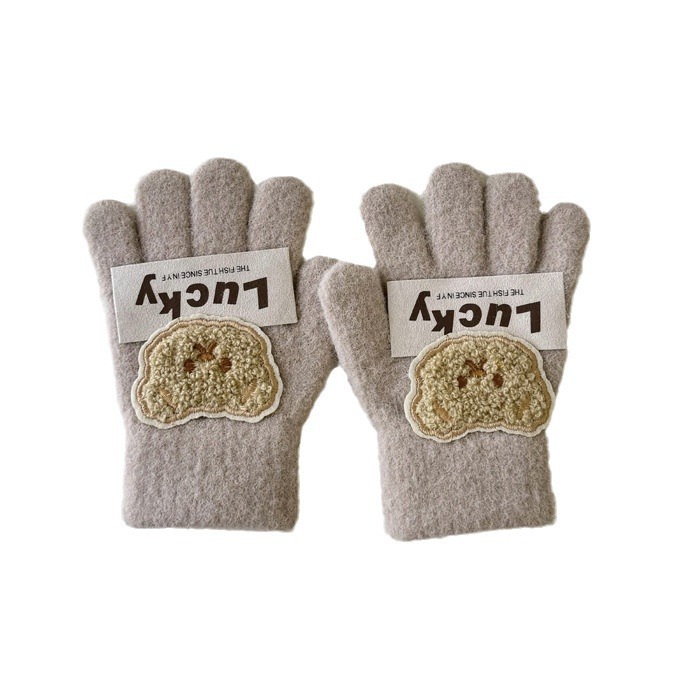 Kinderhandschuhe Herbst und Winter Baby dicke warme Jungen und Mädchen gestrickte Fünf-Finger-Winterhandschuhe_voghion.com