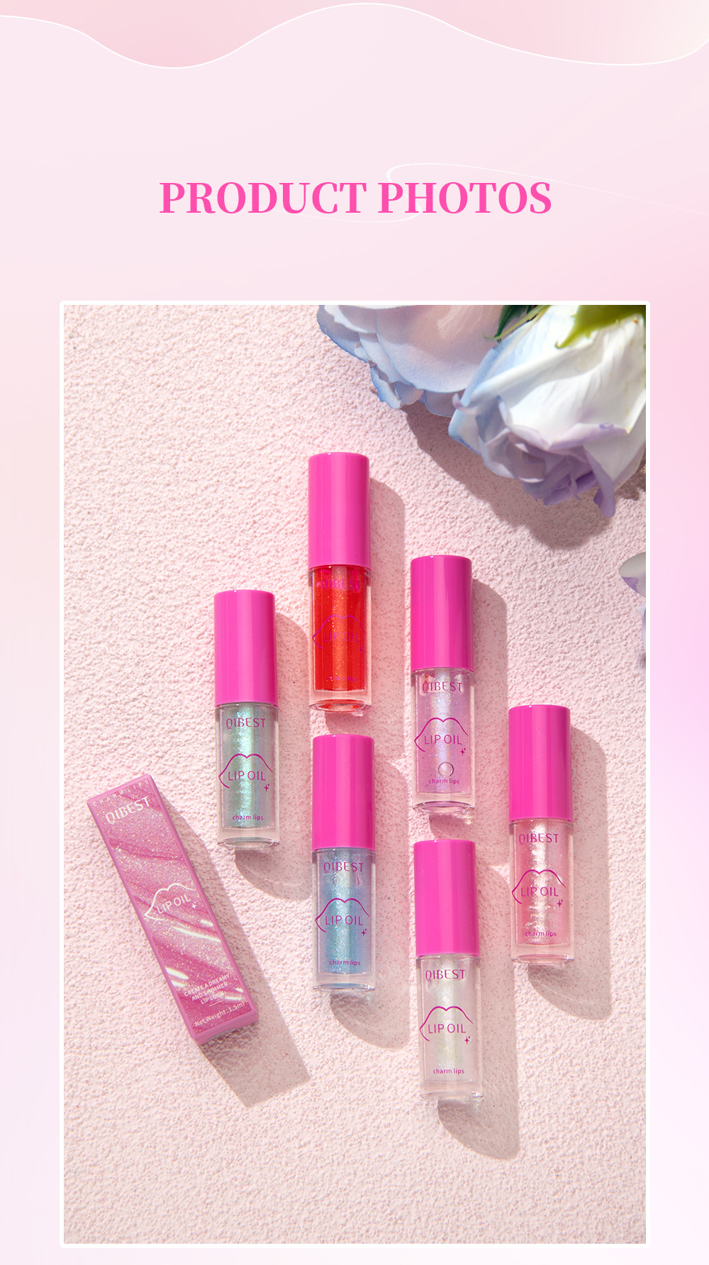 QIBEST Cross-border Mirror Pearlescent Lip Oil Moisturizes, hydrates, hydrates, softens, is transparent, natural and long-lasting, and prevents dry and chapping lips undefined