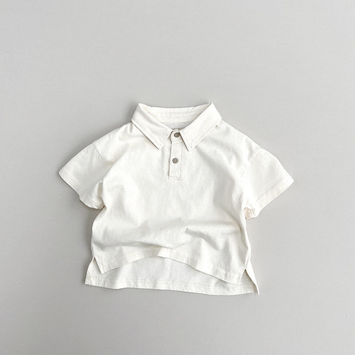 Children's Pure Cotton Short Sleeve T-shirt, Unisex Polo Shirt, Summer Fashion, Korean Style, Versatile and Personality, Simple and Trendy Kids' Top