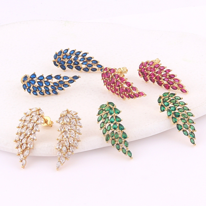 Fashion Wings Copper Earrings Metal Zircon Copper Earrings